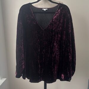 J. Jill Velvet V-Neck Blouse - Deep Purple